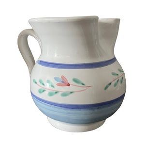 Caleca Hand Painted in Italy Pottery Floral Pitcher